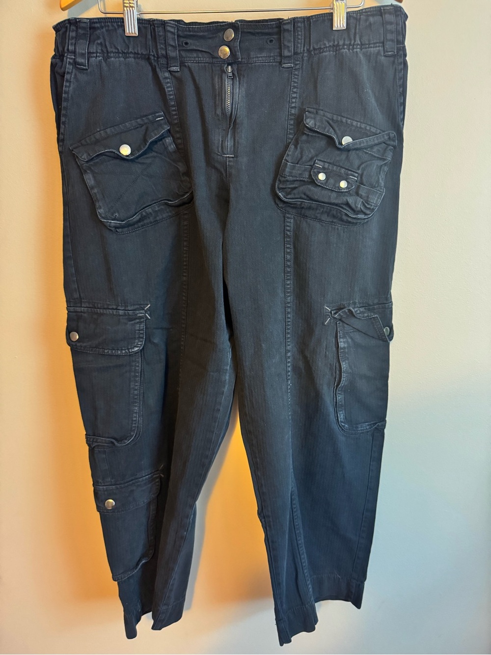 Free people black Tahiti cargo pants large